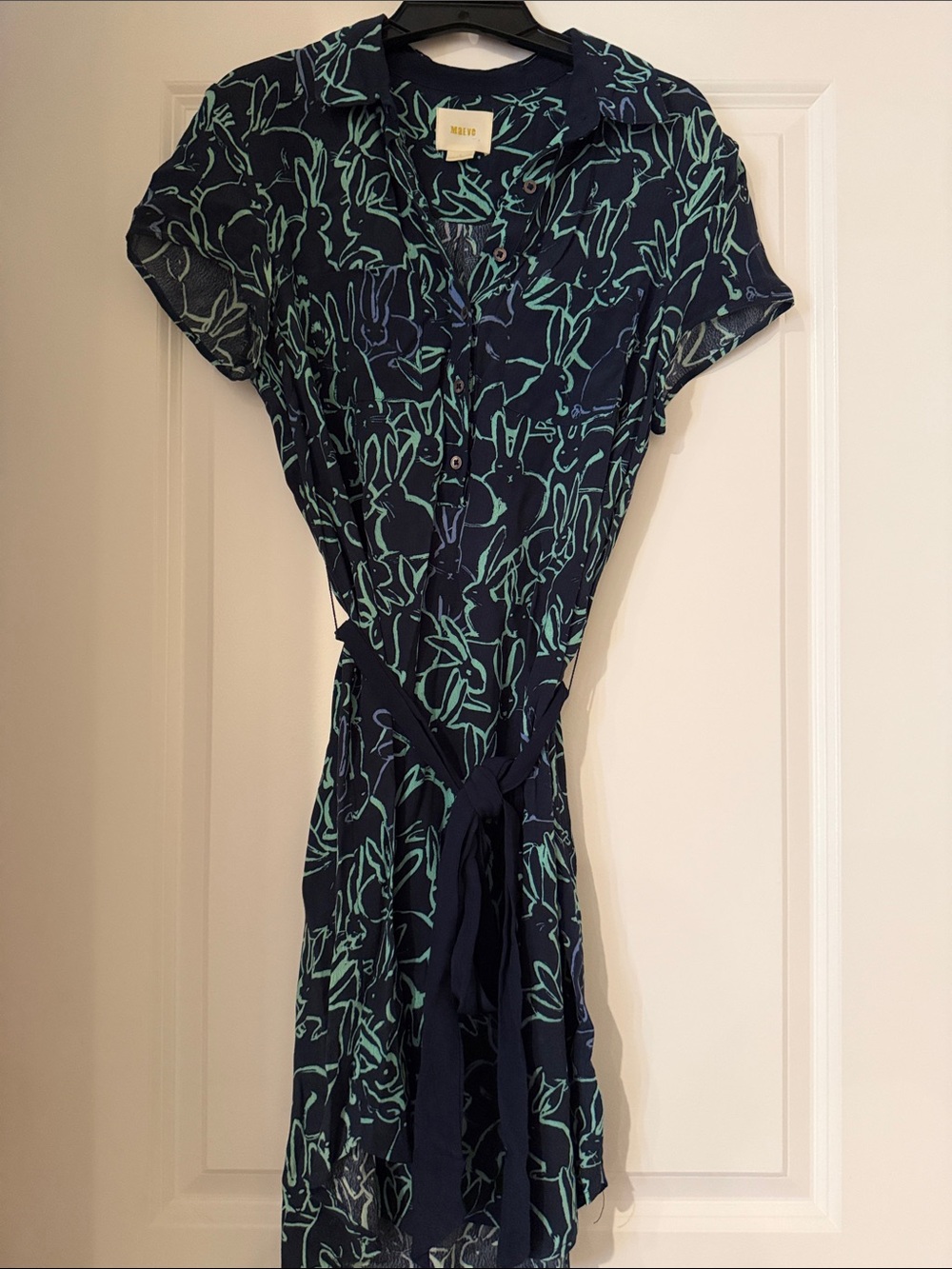 Maeve Anthropology Blue and Green Print Dress